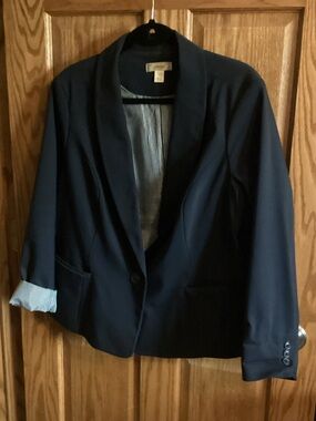 CJ Banks Navy Shawl-Collar Blazer